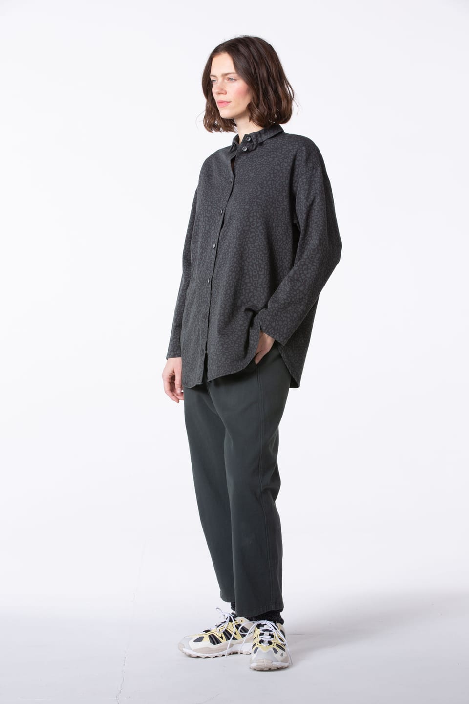 Trousers 403 - Cotton moleskin with stretch - 590JUNIPER - 60240710006