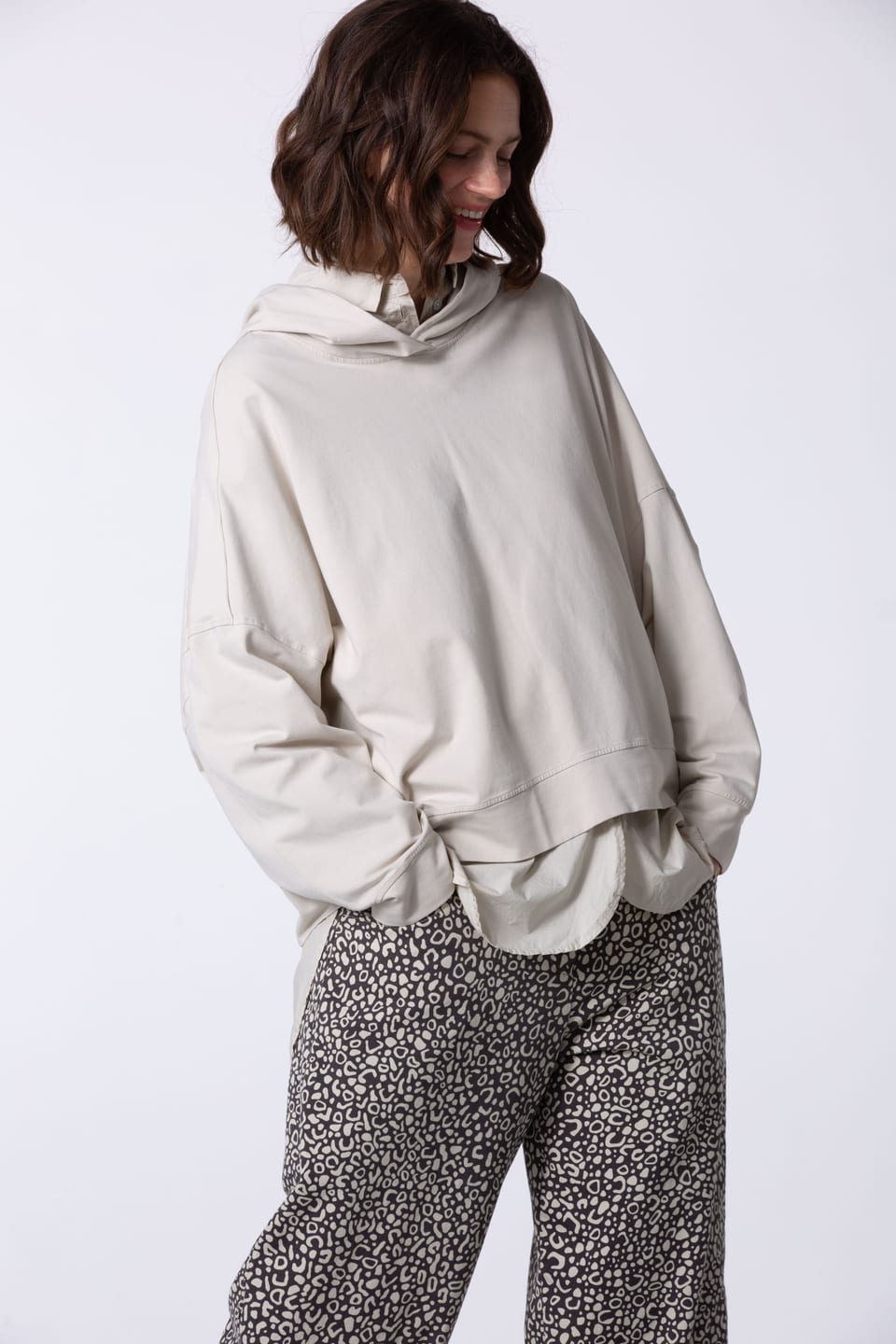Pullover 418 - Bavlněný strečový dres - 120ECRU - 60240710007