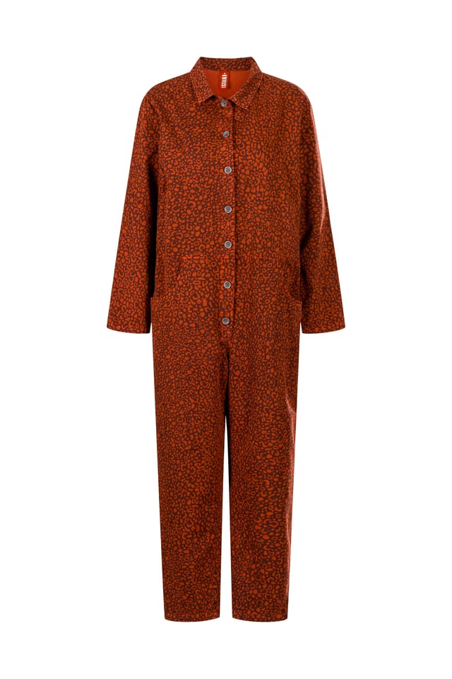 Jumpsuit 404 - Happy-Tiger Druck" auf reiner Baumwolle - 252ROOIBOS - 60240710009