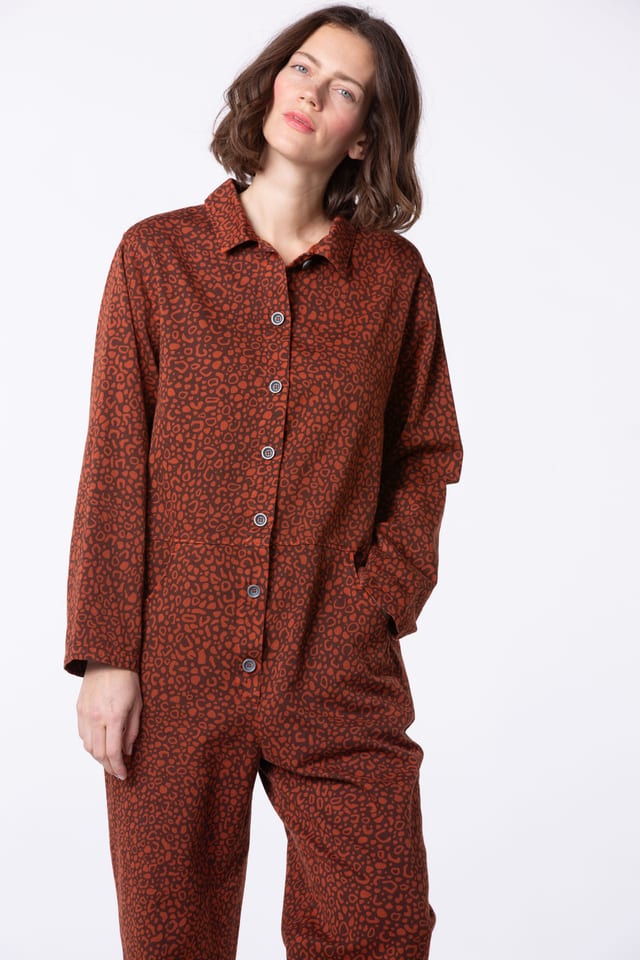 Jumpsuit 404 - Happy-Tiger print" on pure cotton - 252ROOIBOS - 60240710009