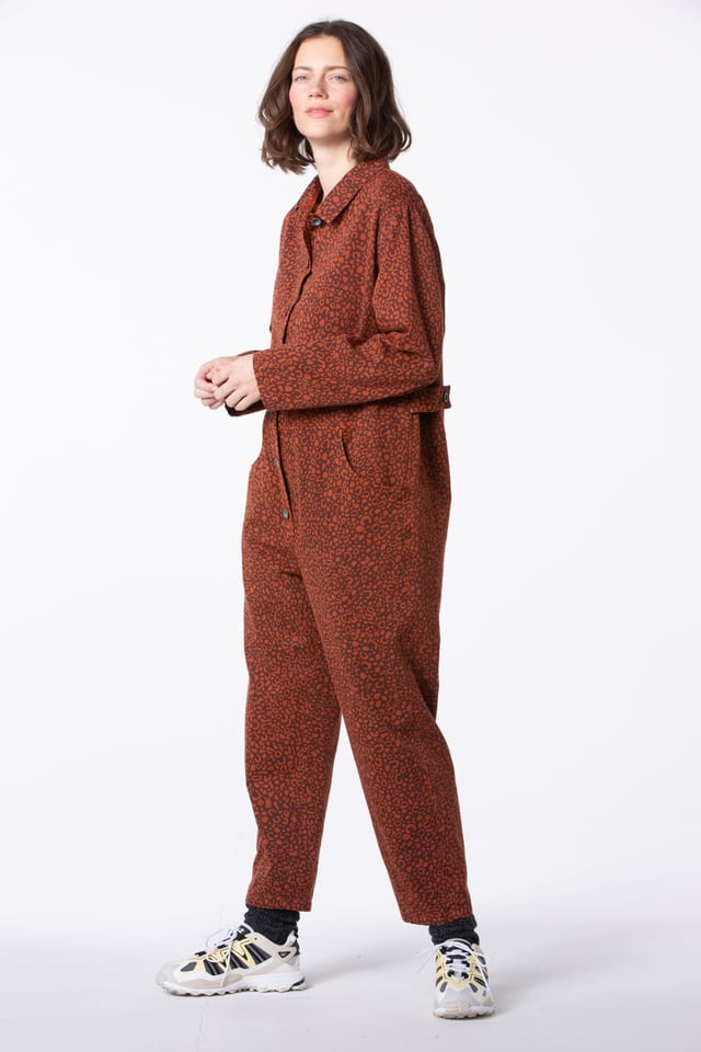 Jumpsuit 404 - Happy-Tiger print" on pure cotton - 252ROOIBOS - 60240710009