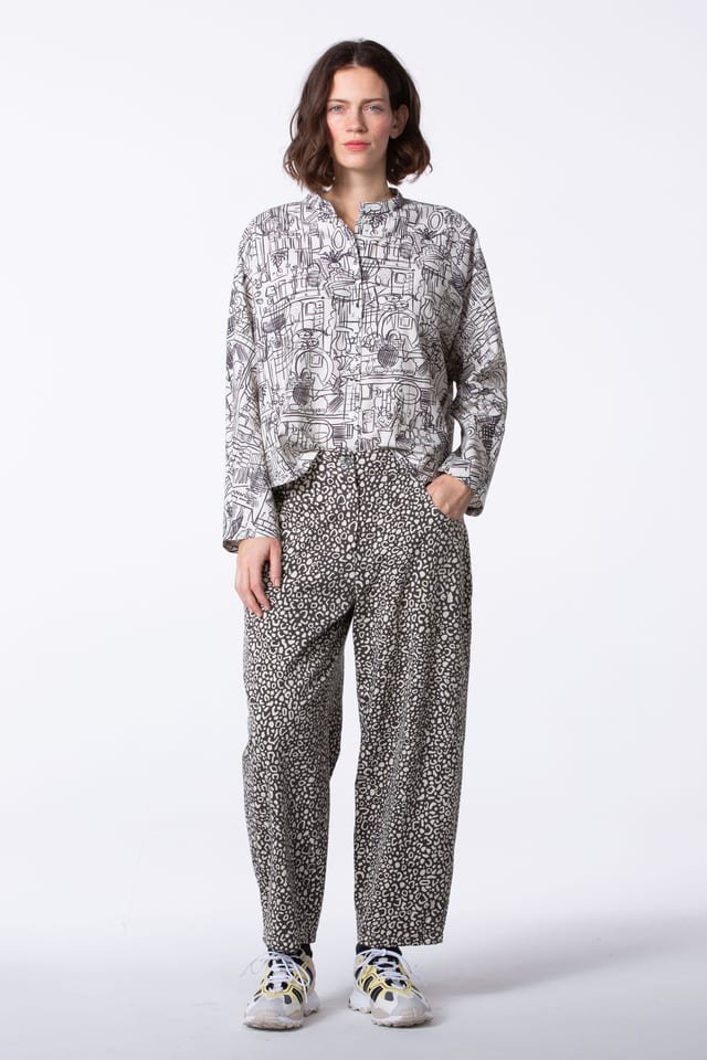 Trousers 405 - Happy-Tiger print" on pure cotton - 120ECRU - 60240710013