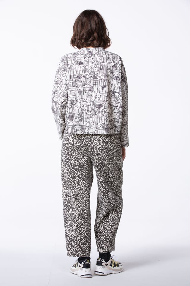 Trousers 405 - Happy-Tiger print" on pure cotton - 120ECRU - 60240710013