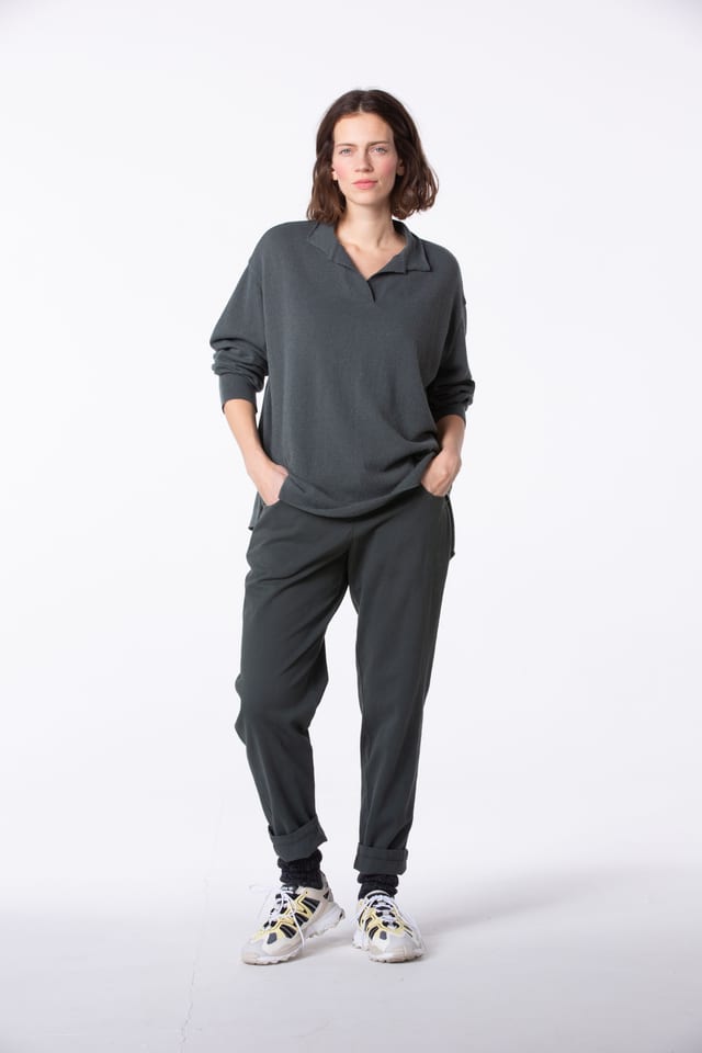 Trousers 408 - Cotton moleskin with stretch - 590JUNIPER - 60240710016