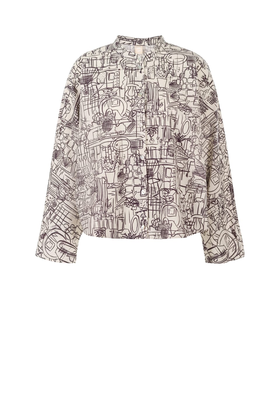 Blouse 405 wash - Interior print" on cotton poplin - 120ECRU - 60240710023