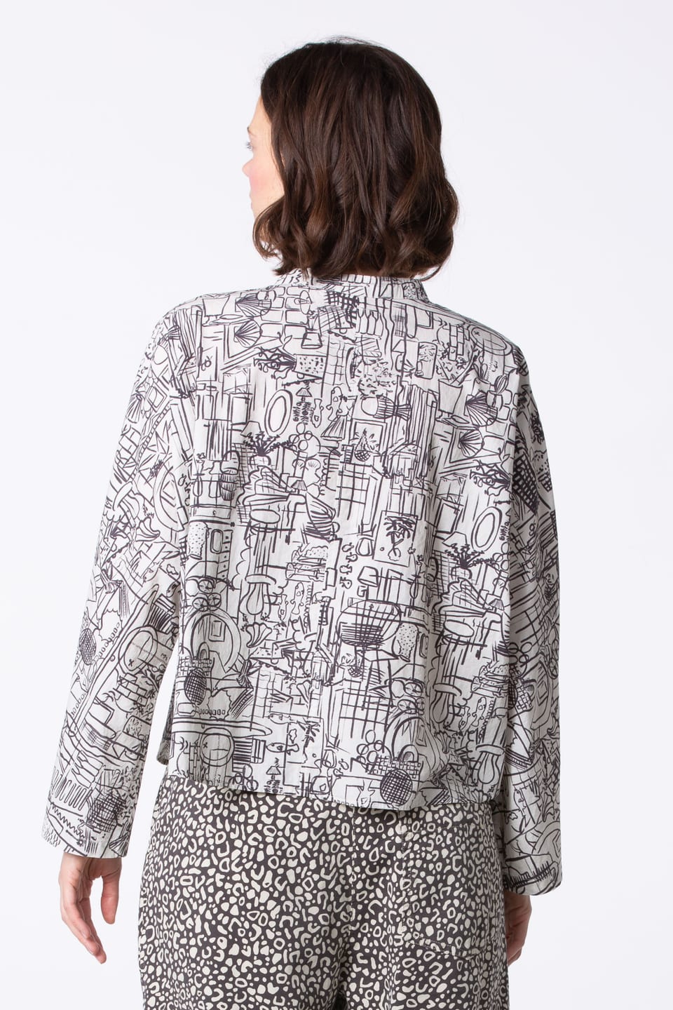Blouse 405 wash - Interior print" on cotton poplin - 120ECRU - 60240710023