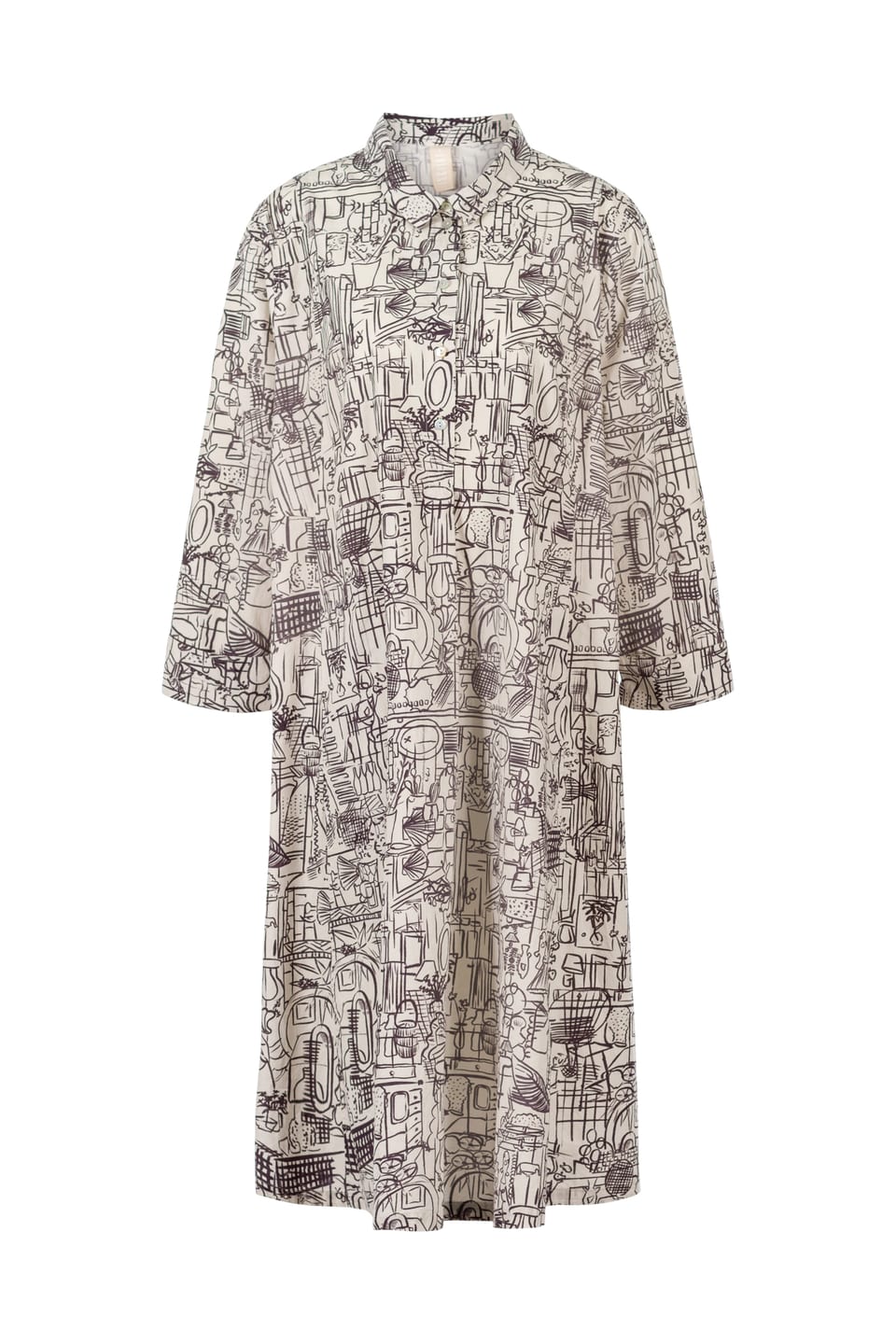 Dress 404 wash - Interior print" on cotton poplin - 120ECRU - 60240710026
