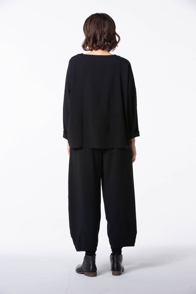 Trousers 413 - Viscose wool crepe - 990BLACK - 60240910036