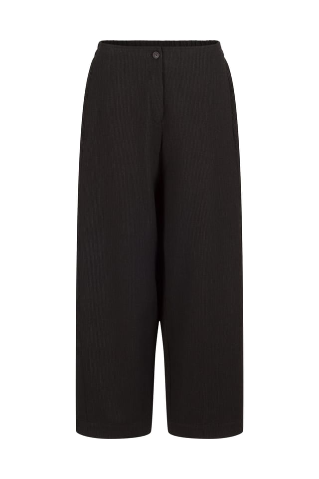 Trousers 414 - Viscose blend with fine stripes - 990BLACK - 60240910038