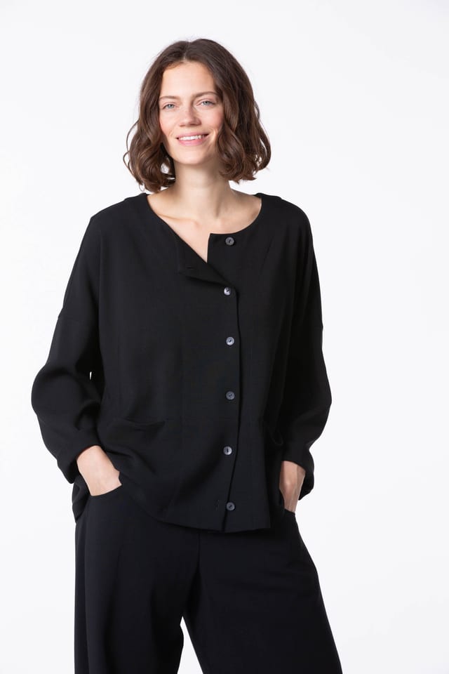 Jacket 423 - Viscose wool crepe - 990BLACK - 60240910040
