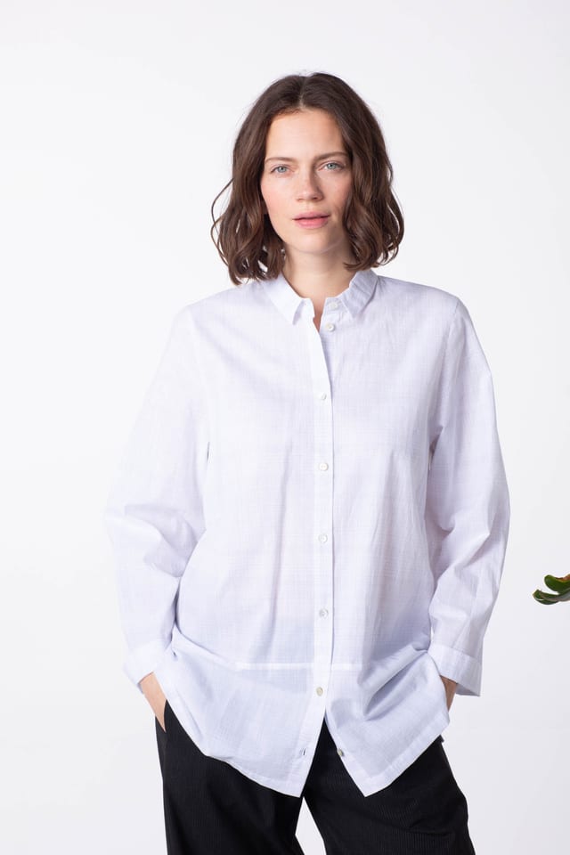 Bluse 412 - Baumwollkaro - 100WHITE - 60240910042