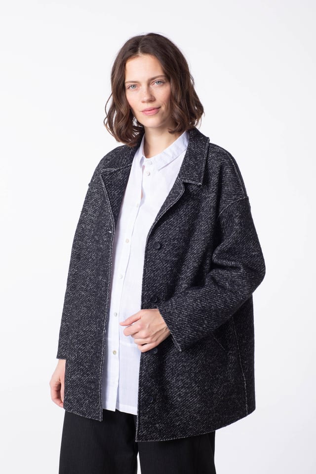 Outdoor jacket 406 - Boiled wool - 990BLACK - 60240910048