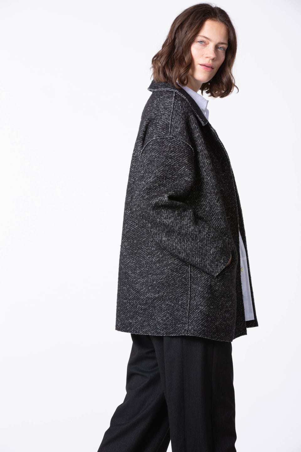Outdoor jacket 406 - Boiled wool - 990BLACK - 60240910048