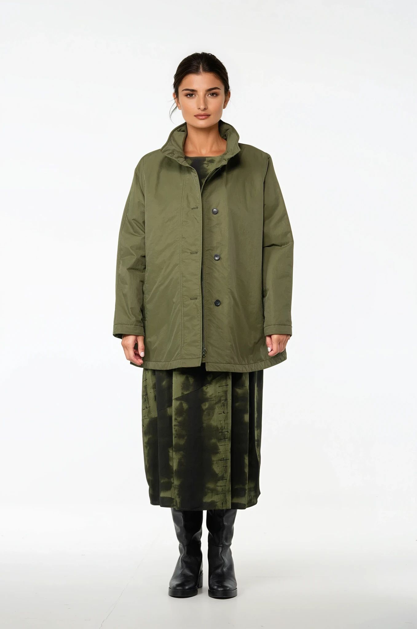 Outdoor jacket 504 Green Cotton and polyamide outdoor twill