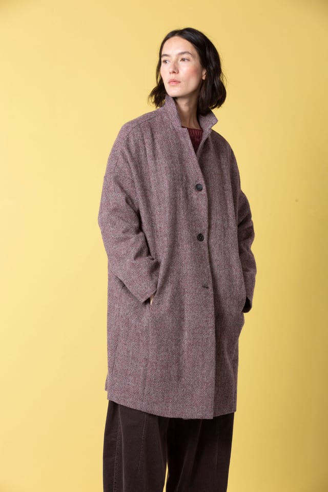 Coat 506 - Glencheck in pure new wool - 250REDWOOD - 10250710053