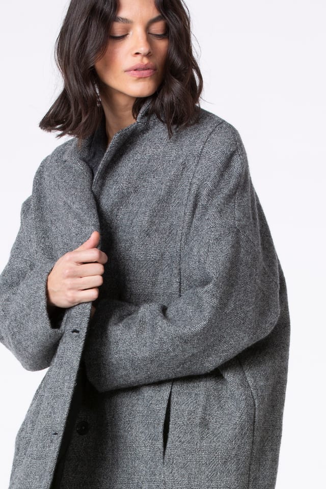 Coat 506 - Glencheck in pure new wool - 940MOUSE - 10250710053