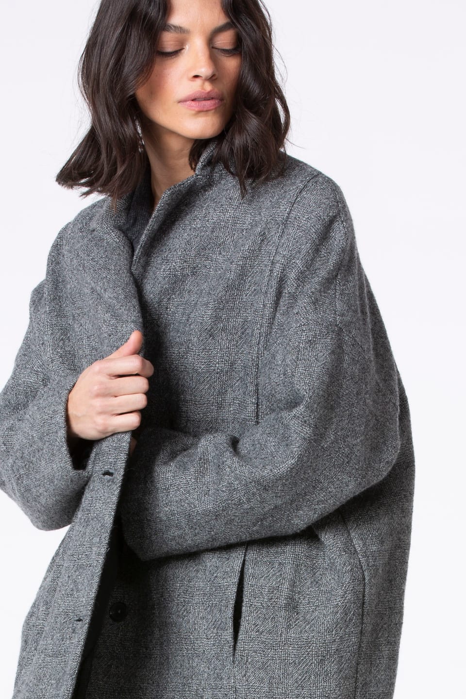 Coat 506 - Glencheck in pure new wool - 940MOUSE - 10250710053