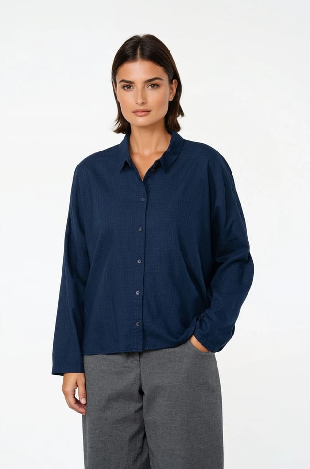 Blouse 511 - Cotton flannel - 480MIDNIGHT - 10250710056