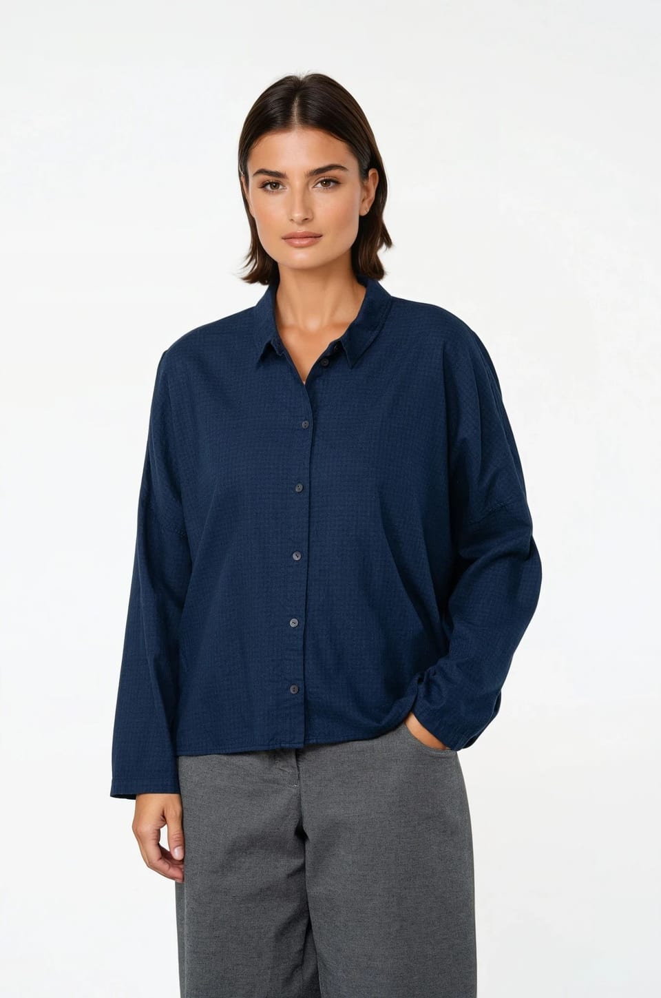 Blouse 511 - Cotton flannel - 480MIDNIGHT - 10250710056
