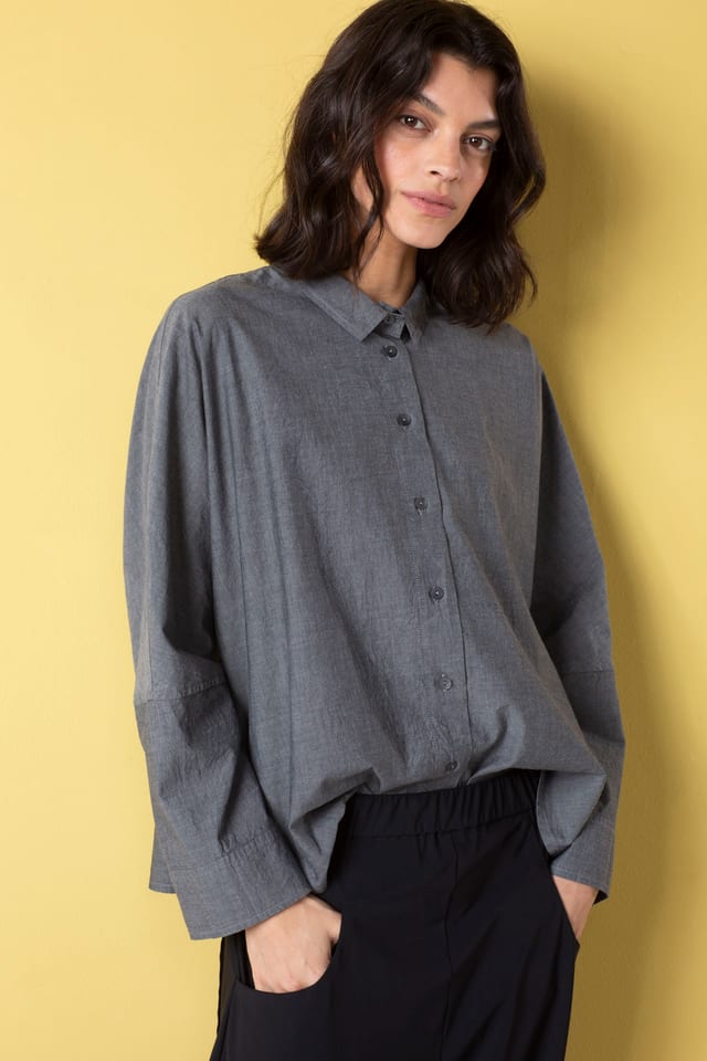 Blouse 512 wash - Cotton chambray - 990BLACK - 10250710057