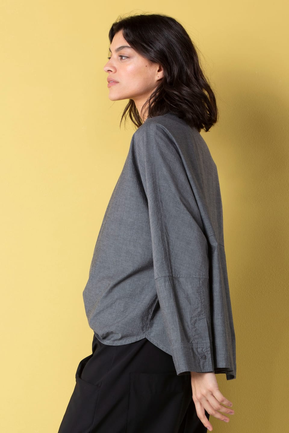 Blouse 512 wash - Cotton chambray - 990BLACK - 10250710057