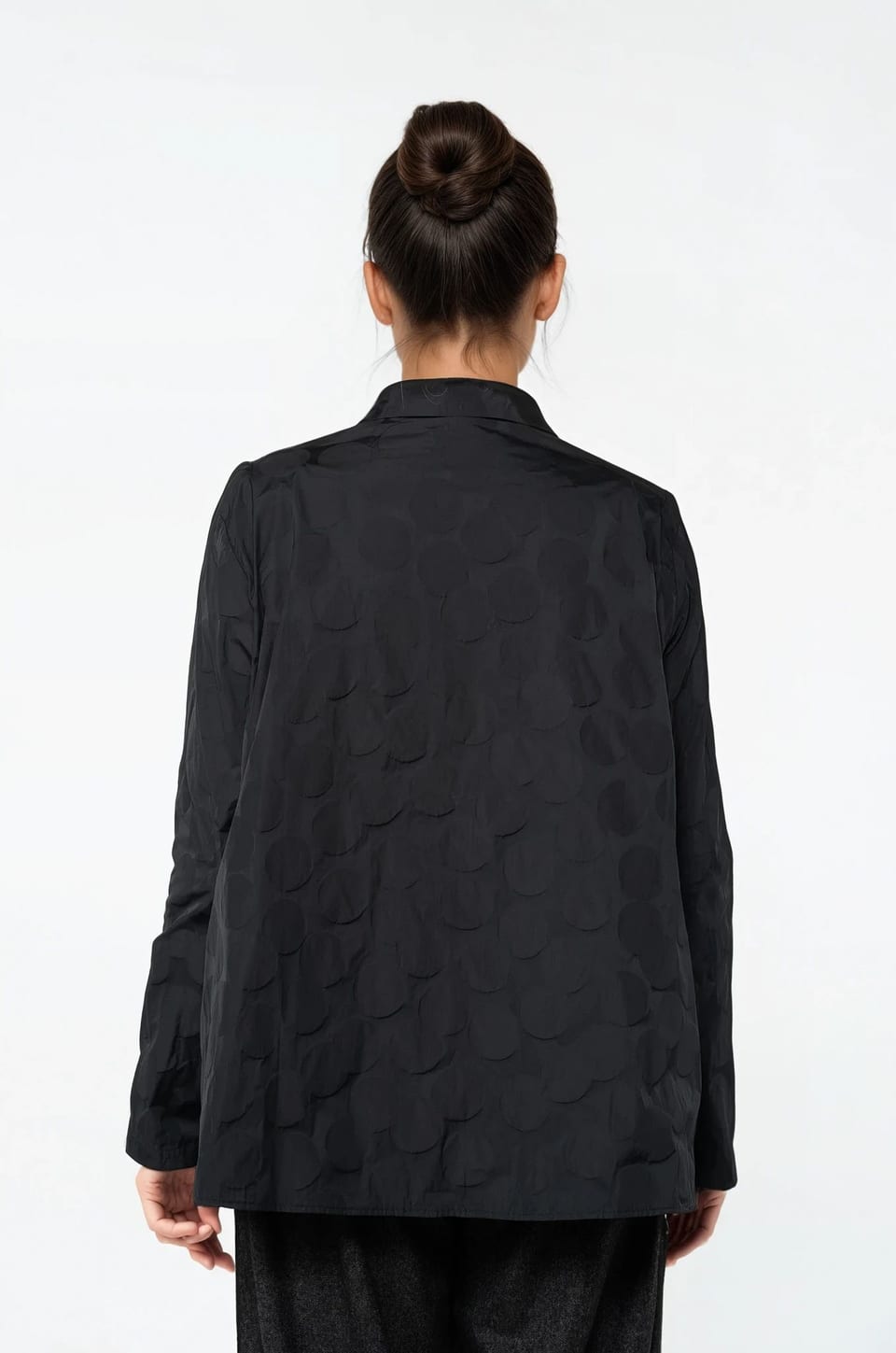 Bluse 513 - Punkte-Jacquard aus Recyceltem Taft - 990BLACK - 10250710058