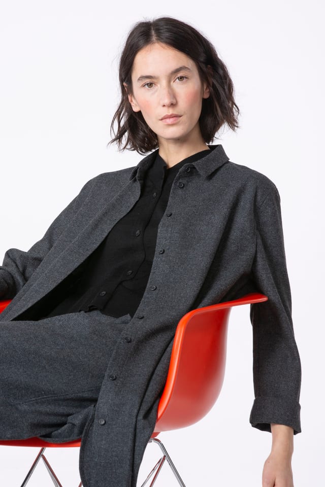 Bluse 514 - Wollmischung mit ECOVERO™ Viskose - 940MOUSE - 10250710059