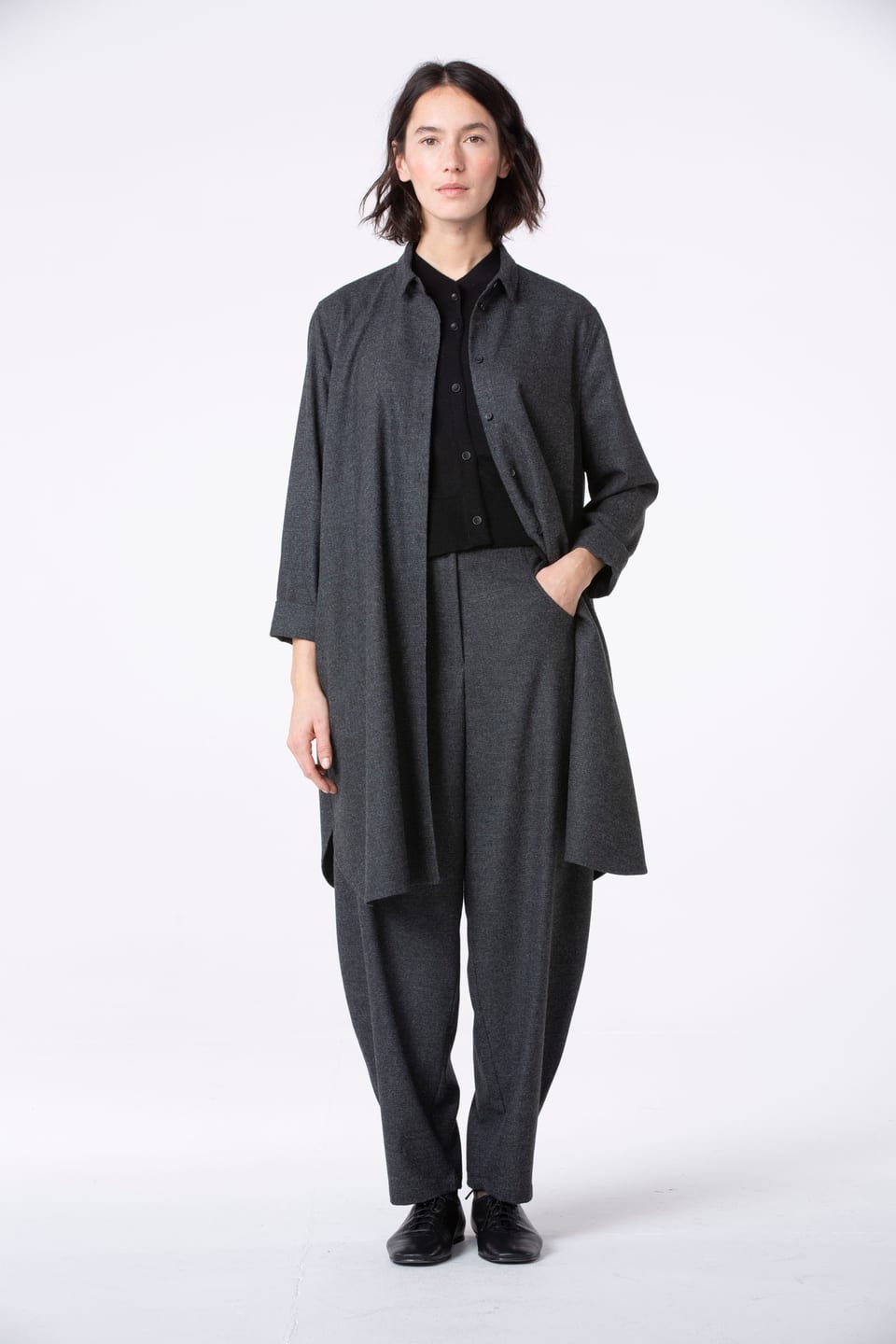 Bluse 514 - Wollmischung mit ECOVERO™ Viskose - 940MOUSE - 10250710059
