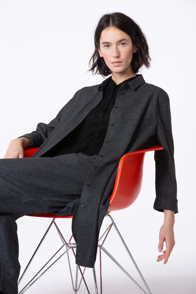 Blouse 514 - Wool blend with ECOVERO™ viscose - 940MOUSE - 10250710059