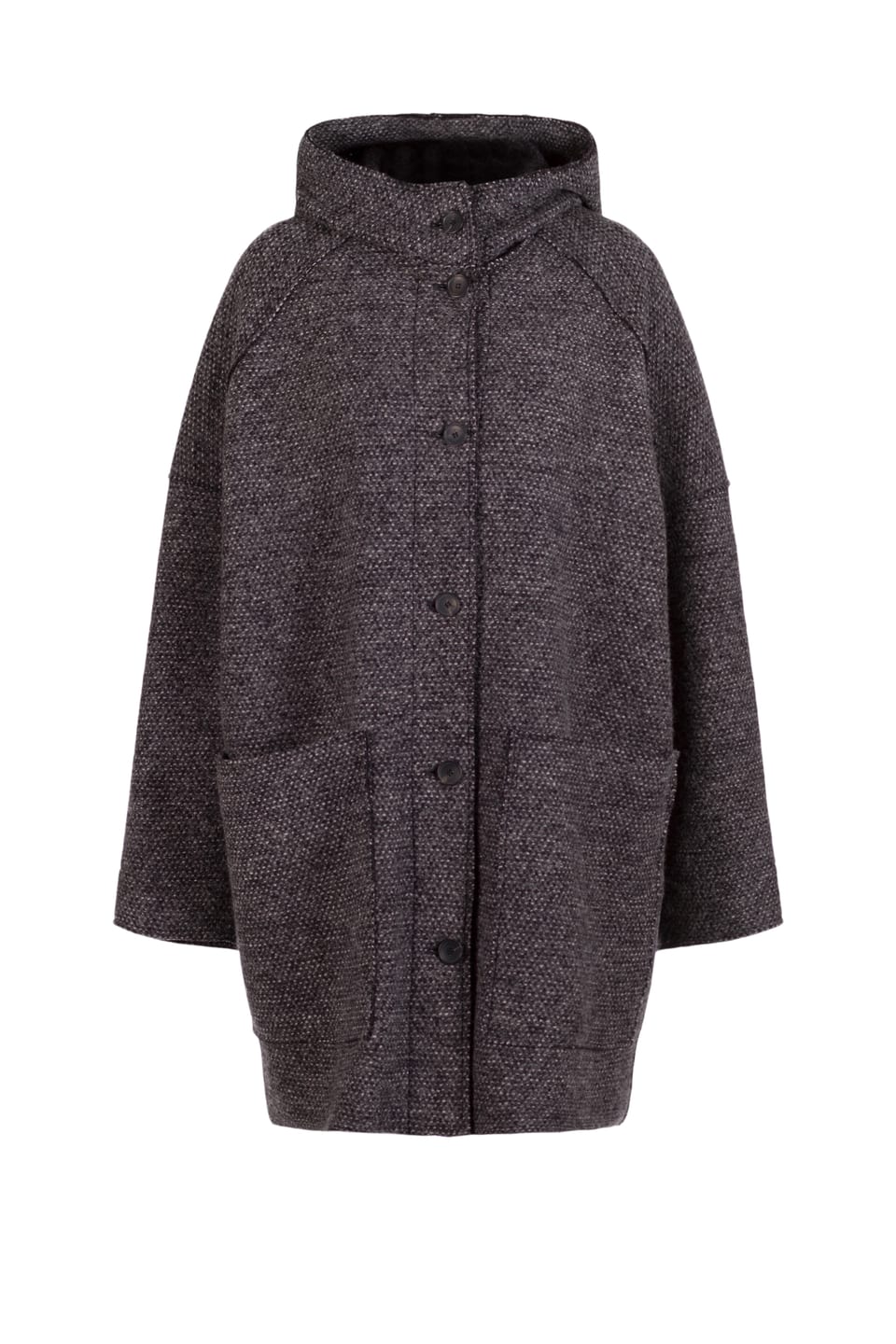 Coat 507 - Pepper and Salt Boiled Wool - 990BLACK - 10250710066