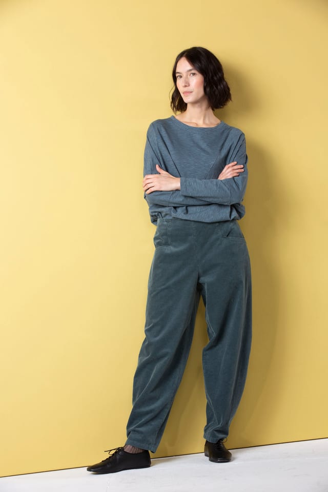 Trousers 516 - Pure cotton corduroy - 562PACIFIC - 10250710068