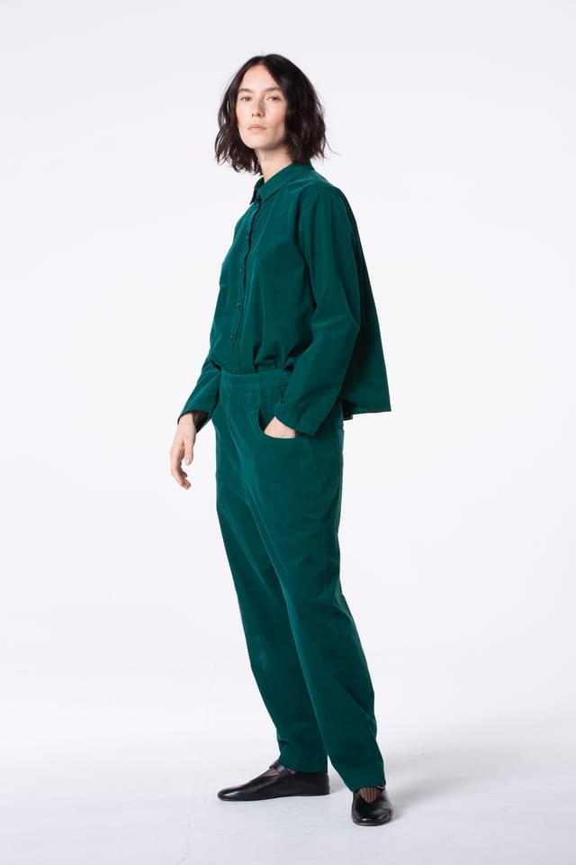 Trousers 519 - Cotton needlecord with stretch - 682BOTTLE - 10250710071