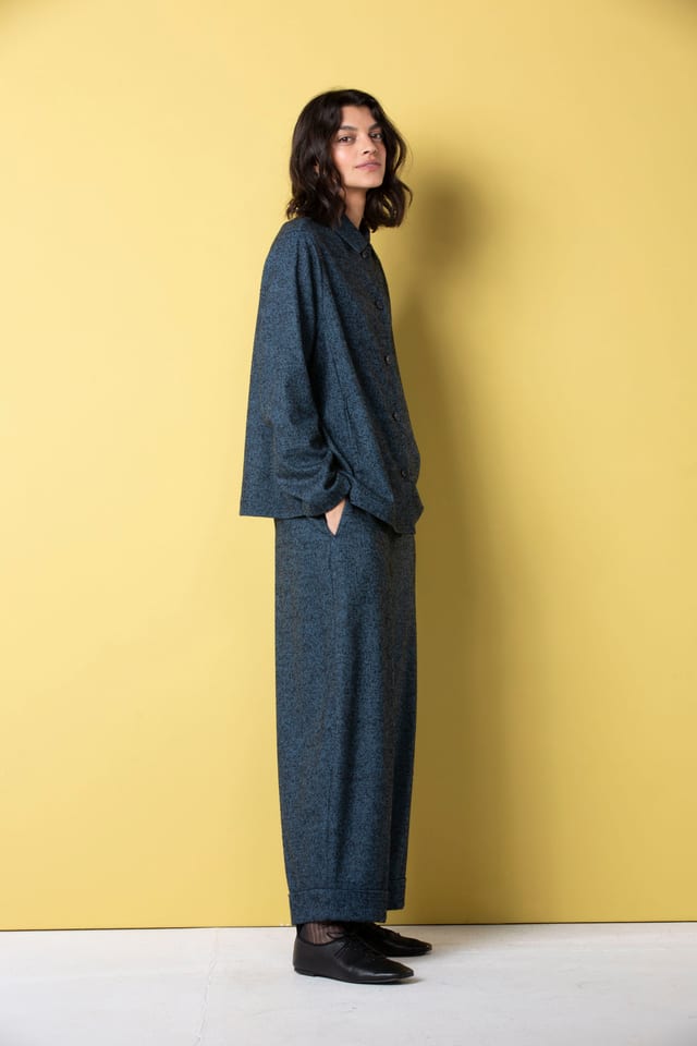Trousers 520 - Flannel herringbone in wool blend - 540NIAGARA - 10250710072