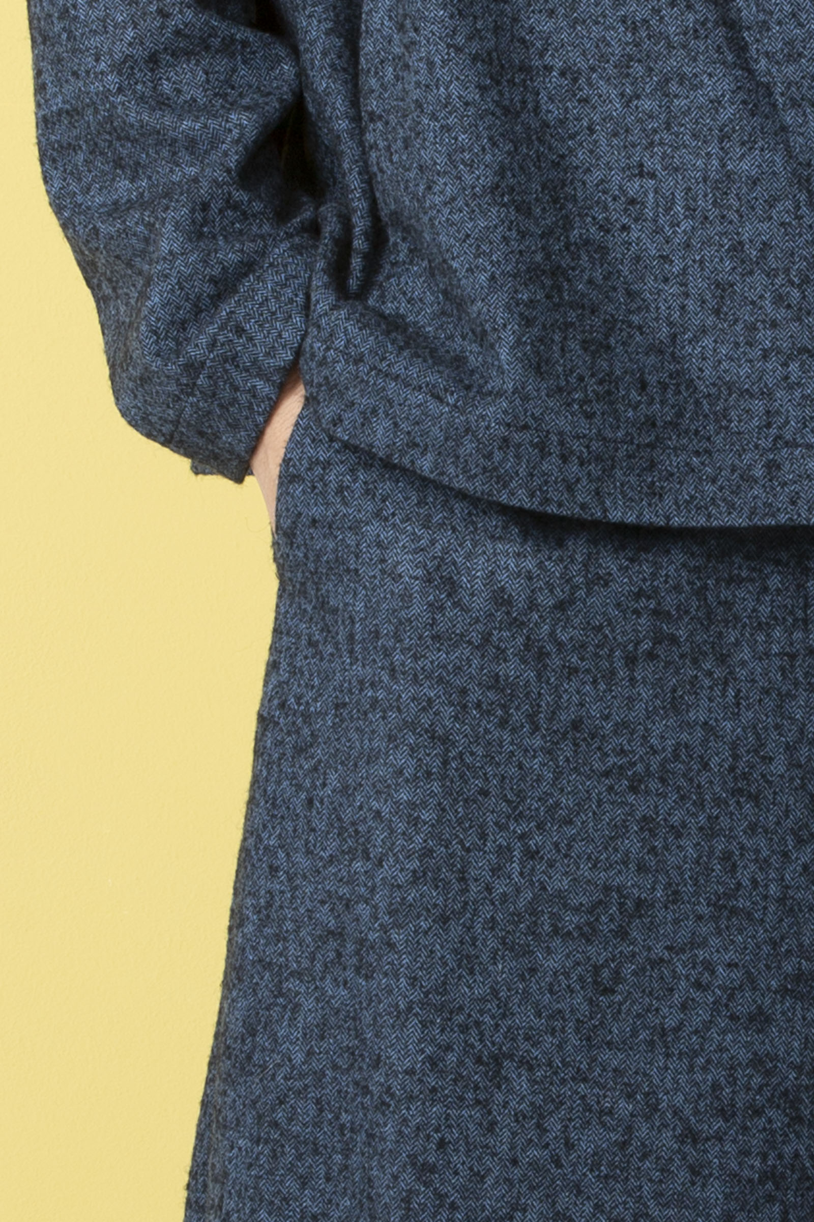 Trousers 520 Blue Flannel herringbone in wool blend