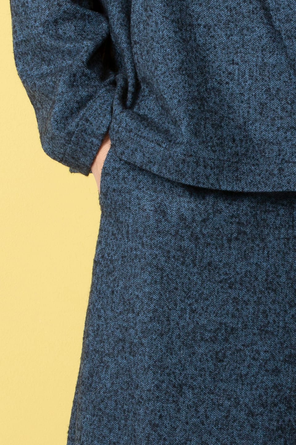 Trousers 520 - Flannel herringbone in wool blend - 540NIAGARA - 10250710072
