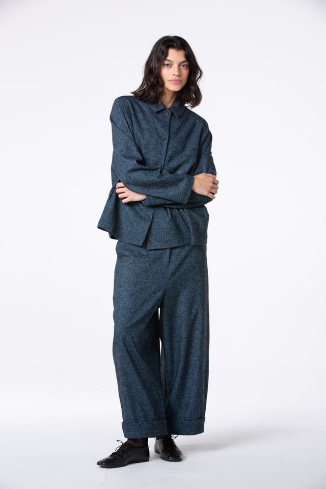 Trousers 520 - Flannel herringbone in wool blend - 540NIAGARA - 10250710072