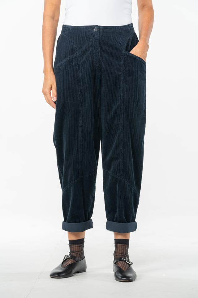 Trousers 523 - Pure cotton corduroy - 490NAVY - 10250710075