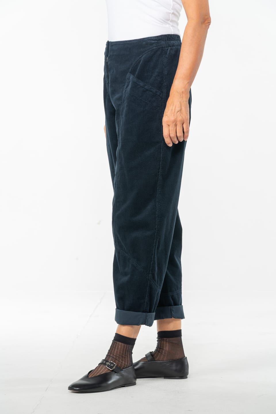 Trousers 523 - Pure cotton corduroy - 490NAVY - 10250710075