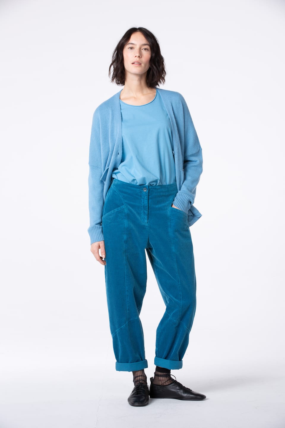Trousers 523 - Pure cotton corduroy - 542NIAGARA - 10250710075