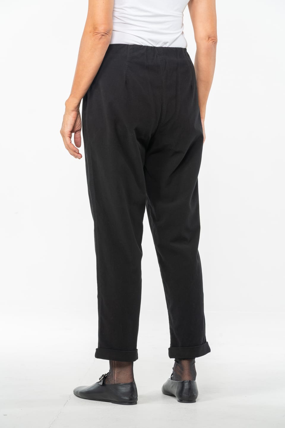 Trousers 526 - Stretchy cotton-lyocell moleskin - 990BLACK - 10250710078