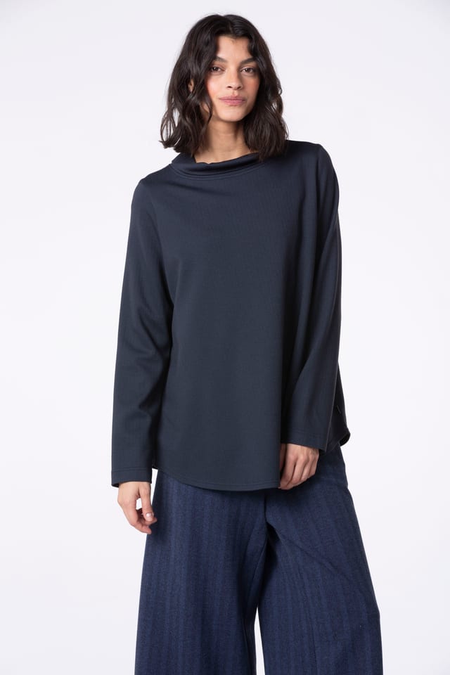 Pullover 524 - Herringbone jaquard jersey in viscose blend - 490NAVY - 10250710080