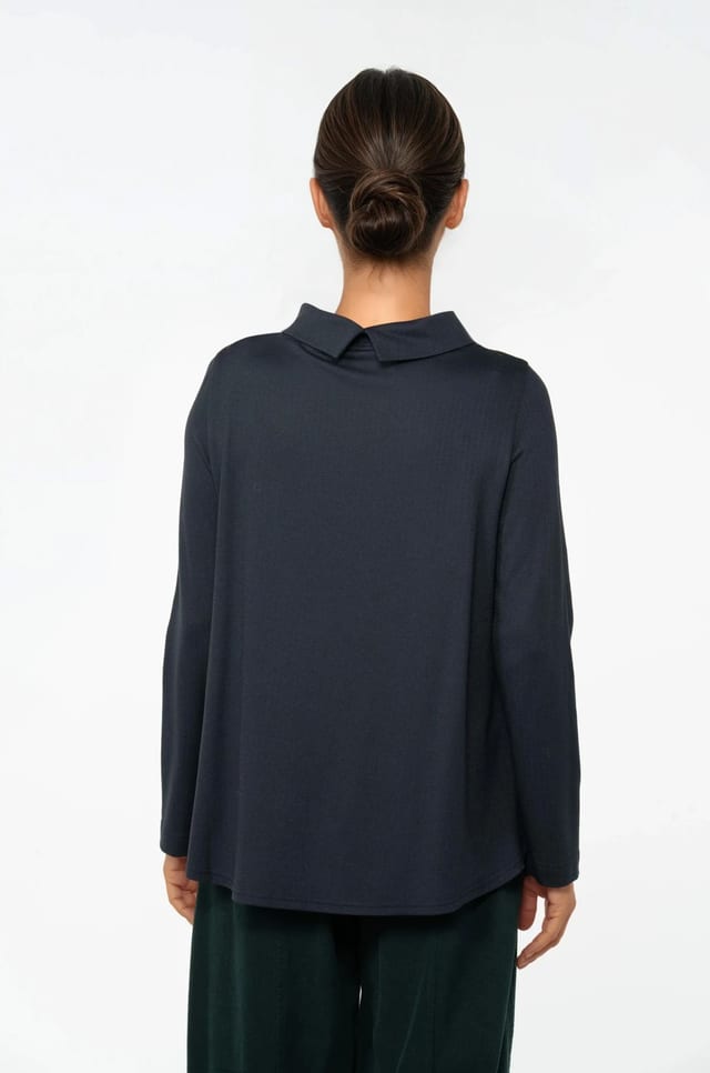 Pullover 524 - Herringbone jaquard jersey in viscose blend - 490NAVY - 10250710080