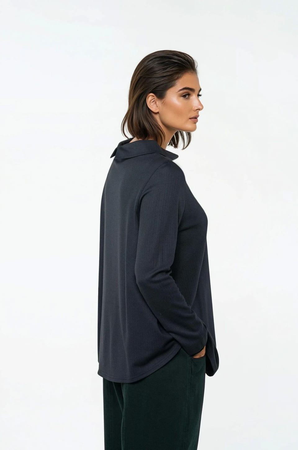 Pullover 524 - Jaquard jersey met visgraatmotief - 490NAVY - 10250710080