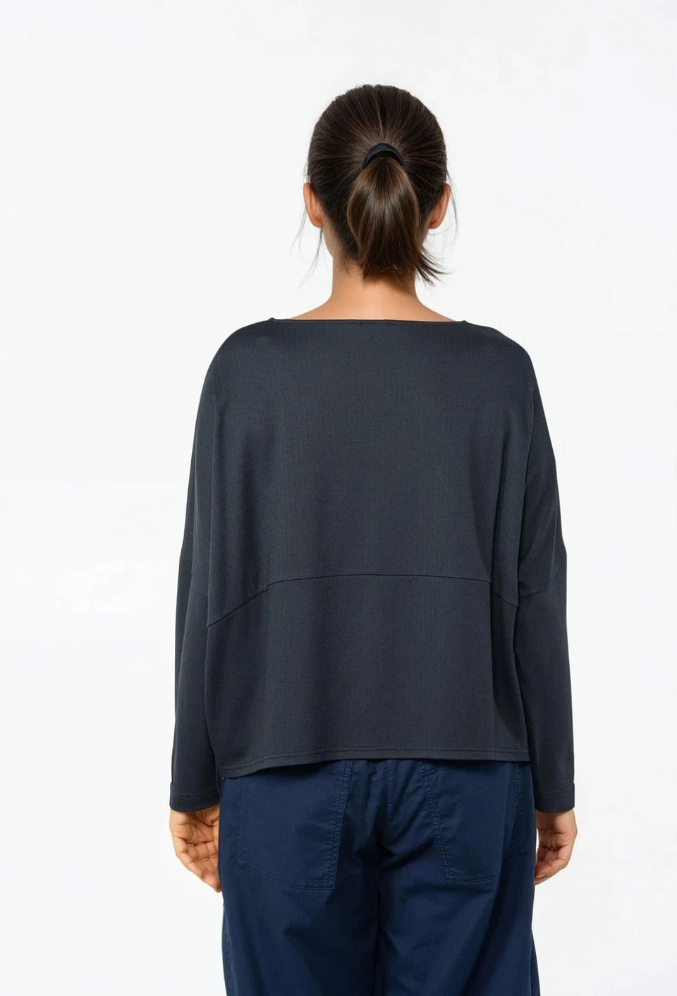Pullover 526 - Herringbone jaquard jersey in viscose blend - 490NAVY - 10250710086