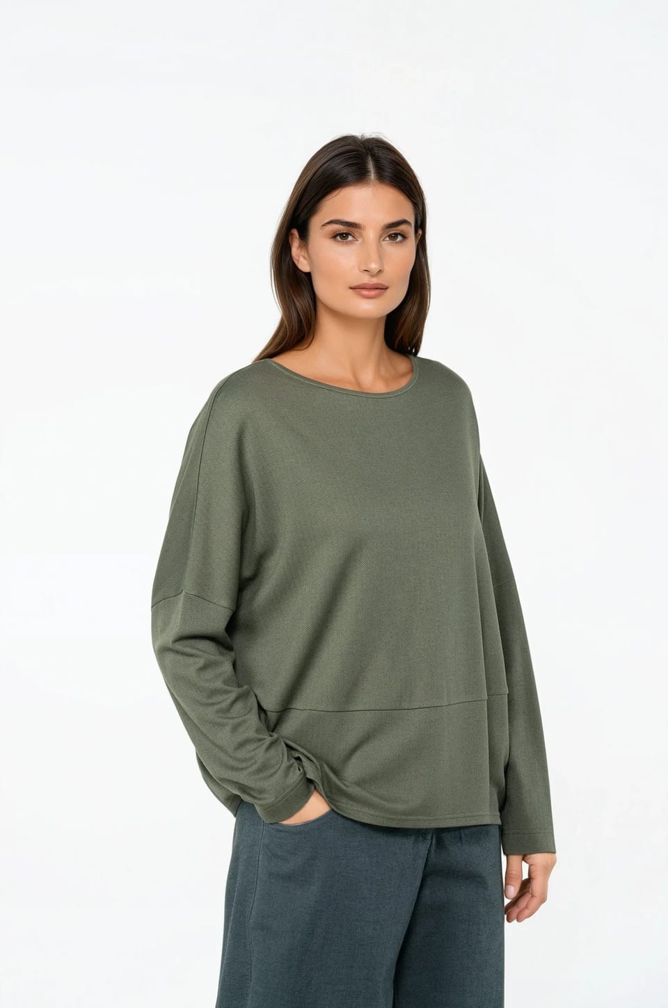 Pullover 526 - Herringbone jaquard jersey in viscose blend - 640THISTLE - 10250710086