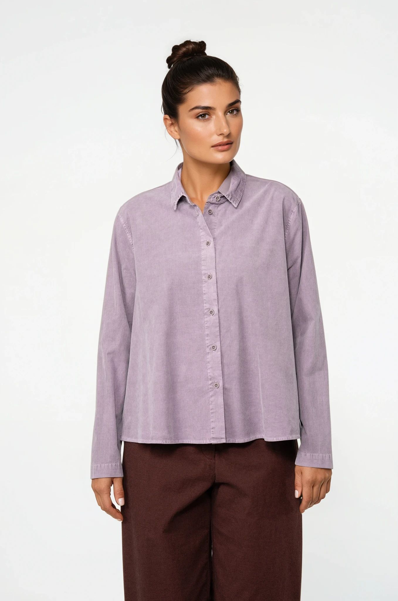 Blouse 517 Pink Cotton needlecord with stretch