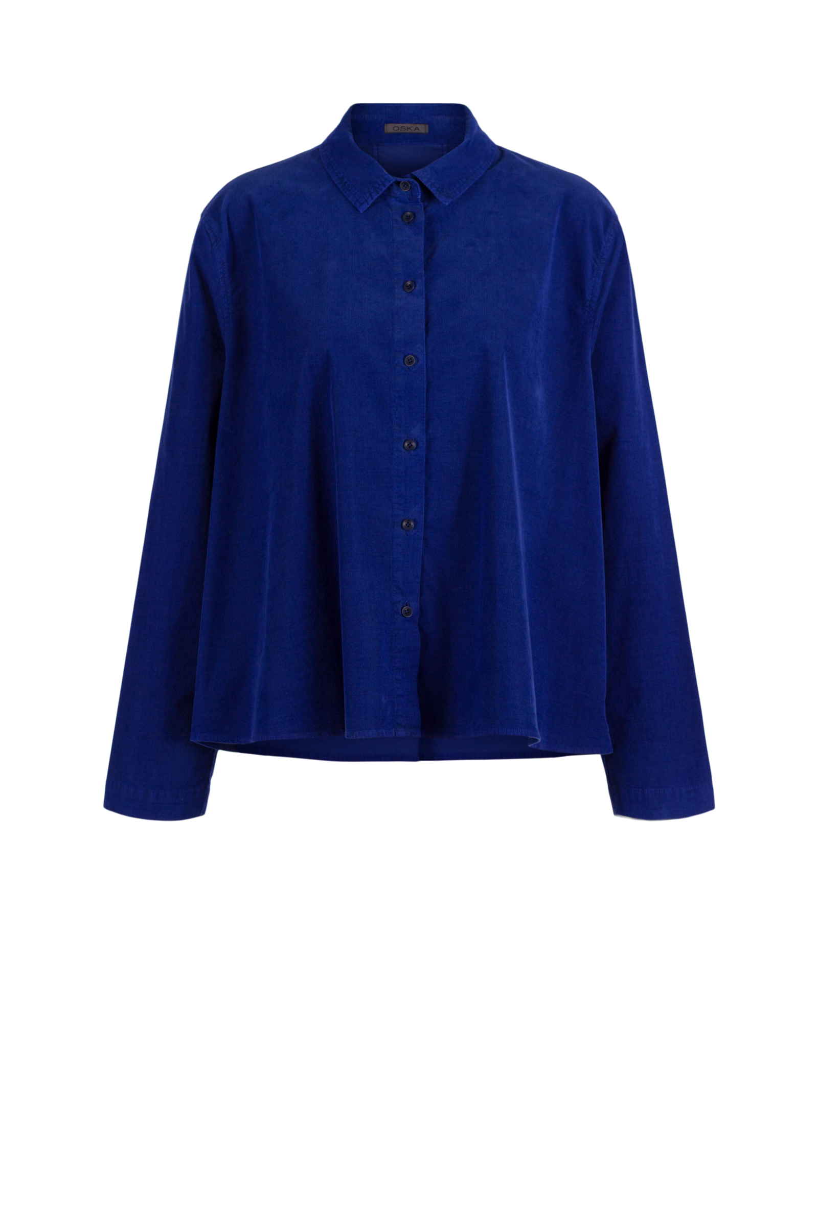 Blouse 517 Blue Cotton needlecord with stretch