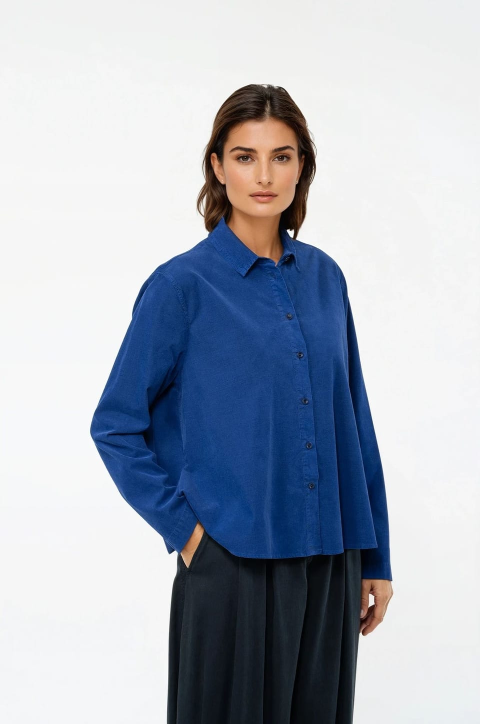 Blouse 517 - Cotton needlecord with stretch - 462CLEMATIS - 10250710089