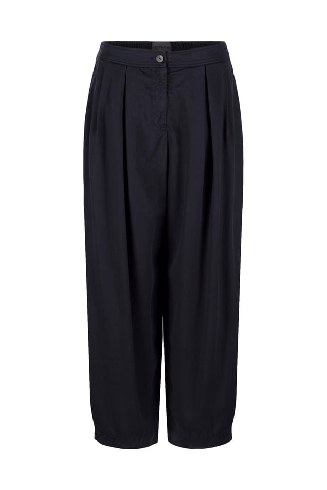 Trousers 527 - Pure lyocell piqué - 490NAVY - 10250710090