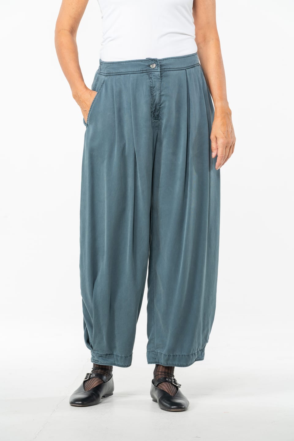 Trousers 527 - Pure lyocell piqué - 562PACIFIC - 10250710090